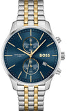 Hugo Boss Associate Blue Dial Two Tone Steel Strap Watch for Men - 1513976 Authentic Buy Shop Now