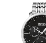 Hugo Boss Associate Black Dial Silver Steel Strap Watch for Men - 1513267 Authentic Buy Shop Now