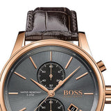 Hugo Boss Jet Grey Dial Brown Leather Strap Watch for Men - 1513281 Authentic Buy Shop Now
