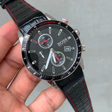 Hugo Boss Rafale Chronograph Black Dial Black Leather Strap Watch For Men - 1513390 Authentic Buy Shop Now
