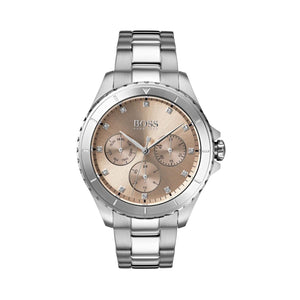 Hugo Boss Premiere Rose Gold Dial Silver Steel Strap Watch for Women - 1502444 Authentic Buy Shop Now