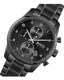 Hugo Boss Skymaster Chronograph Black Dial Black Steel Strap Watch for Men - 1513785 Authentic Buy Shop Now
