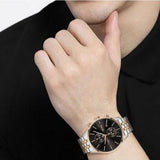 Hugo Boss Associate Chronograph Black Dial Two Tone Steel Strap Watch for Men - 1513840 Authentic Buy Shop Now