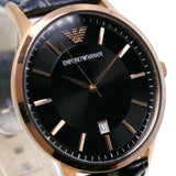 Emporio Armani Renato Quartz Black Dial Black Leather Strap Watch For Men - AR2425 Authentic Buy Shop Now