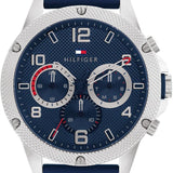 Tommy Hilfiger Blaze Chronograph Blue Dial Blue Rubber Strap Watch For Men - 1792027 Authentic Buy Shop Now