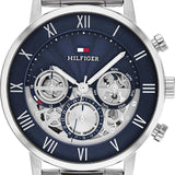 Tommy Hilfiger Legend Chronograph Blue Dial Silver Steel Strap Watch For Men - 1710569 Authentic Buy Shop Now