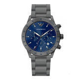 Emporio Armani Mario Chronograph Blue Dial Grey Steel Strap Watch For Men - AR80045 Authentic Buy Shop Now