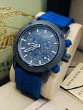 Burberry Sports Chronograph Black Dial Blue Rubber Strap Watch for Men - BU7714 Authentic Buy Shop Now