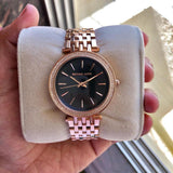 Michael Kors Darci Black Dial Rose Gold Steel Strap Watch for Women - MK3402 Authentic Buy Shop Now