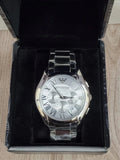 Emporio Armani Valente Chronograph Silver Dial Silver Steel Strap Watch For Men - AR11081 Authentic Buy Shop Now