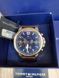 Tommy Hilfiger London Chronograph Blue Dial Brown Leather Strap Watch for Men - 1791532 Authentic Buy Shop Now