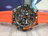 Fossil Bannon Chronograph Grey Dial Orange Silicone Strap Watch for Men - BQ2500 Authentic Buy Shop Now
