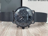 Emporio Armani Aviator Chronograph Black Dial Black Mesh Bracelet Watch For Men - AR11264 Authentic Buy Shop Now