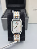 Emporio Armani Gianni T Bar Mother of Pearl Dial Two Tone Steel Strap Watch For Women - AR11146 Authentic Buy Shop Now