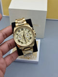 Michael Kors Brecken Chronograph Gold Dial Gold Steel Strap Watch For Women - MK6366 Authentic Buy Shop Now