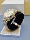 Michael Kors Brecken Chronograph Gold Dial Gold Steel Strap Watch For Women - MK6366 Authentic Buy Shop Now