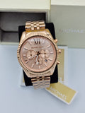 Michael Kors Lexington Rose Gold Dial Rose Gold Steel Strap Watch for Men - MK8319 Authentic Buy Shop Now