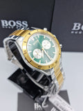 Hugo Boss Santiago Green Dial Two Tone Steel Strap Watch for Men - 1513872 Authentic Buy Shop Now