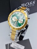 Hugo Boss Santiago Green Dial Two Tone Steel Strap Watch for Men - 1513872 Authentic Buy Shop Now