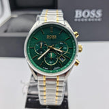 Hugo Boss Champion Chronograph Green Dial Two Tone Steel Strap Watch for Men - 1513878 Authentic Buy Shop Now