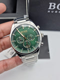 Hugo Boss Pioneer Green Dial Silver Steel Strap Watch for Men - 1513868 Authentic Buy Shop Now