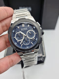 Hugo Boss Supernova Chronograph Blue Dial Silver Steel Strap Watch for Men - 1513360 Authentic Buy Shop Now