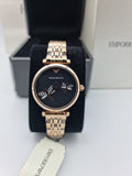 Emporio Armani Gianni T Bar Black Dial Rose Gold Steel Strap Watch For Women - AR11206 Authentic Buy Shop Now