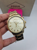 Fossil Townsman Chronograph White Dial Gold Steel Strap Watch for Men - FS5348 Authentic Buy Shop Now