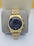 Michael Kors Lexington Chronograph Blue Dial Gold Steel Strap Watch For Women - MK6206 Authentic Buy Shop Now