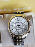Michael Kors Lexington Silver Dial Two Tone Steel Strap Watch for Men - MK8344 Authentic Buy Shop Now