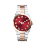 Michael Kors Channing Quartz Red Dial Two Tone Steel Strap Watch For Women - MK6114 Authentic Buy Shop Now