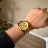 Michael Kors Wren Chronograph Gold Dial Gold Steel Strap Watch For Men - MK8928 Authentic Buy Shop Now