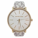 Michael Kors Pyper Quartz Silver Dial White Leather Strap Watch For Women - MK2858 Authentic Buy Shop Now