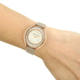 Swarovski Crystalline Aura Silver Dial Beige Leather Strap Watch for Women - 5519450 Authentic Buy Shop Now
