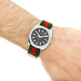 Gucci GG2570 Quartz Black Dial Green & Red Nylon Strap Watch For Men - YA142305 Authentic Buy Shop Now