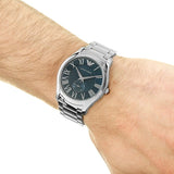 Emporio Armani Valente Quartz Blue Dial Silver Steel Strap Watch For Men - AR11085 Authentic Buy Shop Now