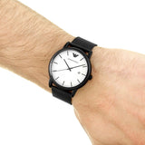 Emporio Armani Luigi White Dial Black Mesh Bracelet Watch For Men - AR11046 Authentic Buy Shop Now