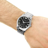 Emporio Armani Valente Quartz Black Dial Silver Steel Strap Watch For Men - AR11086 Authentic Buy Shop Now