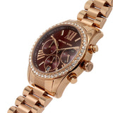 Michael Kors Lexington Chronograph Red Dial Rose Gold Steel Strap Watch For Women - MK7275 Authentic Buy Shop Now