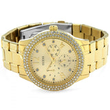 Guess Bedazzle Diamonds Gold Dial Gold Steel Strap Watch For Women - W1097L2 Authentic Buy Shop Now