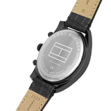 Tommy Hilfiger Baker Chronograph Black Dial Black Leather Strap Watch For Men - 1710452 Authentic Buy Shop Now