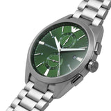 Emporio Armani Chronograph Green Dial Silver Steel Strap Watch For Men - AR11480 Authentic Buy Shop Now