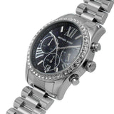 Michael Kors Lexington Chronograph Black Dial Silver Steel Strap Watch For Women - MK7277 Authentic Buy Shop Now