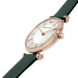 Emporio Armani Pro Planet Analog Silver Dial Green Leather Strap Watch For Women - AR11517 Authentic Buy Shop Now