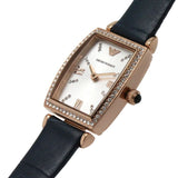 Emporio Armani Gianni T Bar Crystals Silver Dial Blue Leather Strap Watch For Women - AR11469 Authentic Buy Shop Now