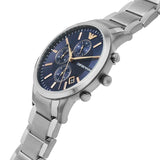 Emporio Armani Renato Chronograph Blue Dial Silver Steel Strap Watch For Men - AR11458 Authentic Buy Shop Now