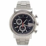 Gucci G Chrono Diamonds Black Dial Silver Steel Strap Watch For Men - YA101324 Authentic Buy Shop Now