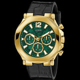 Guess Edge Chronograph Green Dial Black Leather Strap Watch For Men - GW0492G3 Authentic Buy Shop Now