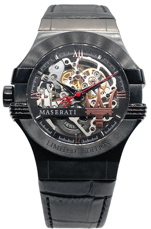 Maserati Automatic Skeleton Black Dial Black Leather Strap Watch For Men - R8821108021 Authentic Buy Shop Now