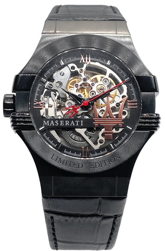 Maserati Automatic Skeleton Black Dial Black Leather Strap Watch For Men - R8821108021 Authentic Buy Shop Now